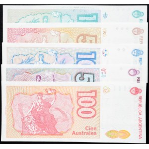 Argentinien, 1, 5, 10, 50, 100 Australes 1987-1990