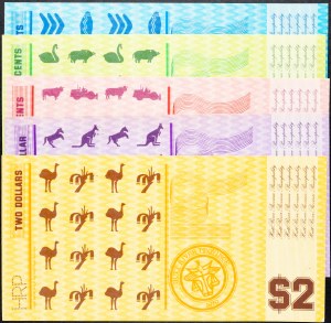Australia, 10, 20, 50 centów, 1, 2 dolary 1970 r.