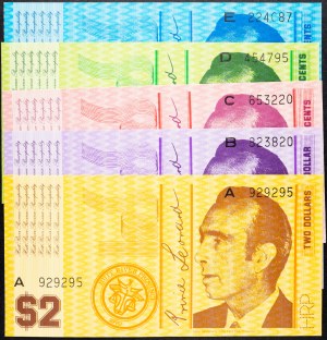 Australie, 10, 20, 50 Cents;1, 2 Dollars 1970