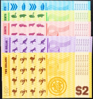 Austrálie, 10, 20, 50 centů;1, 2 dolary 1970