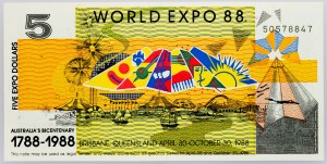 Australie, 5 Expo Dollars 1988