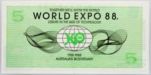 Austrálie, 5 Expo dolarů 1988