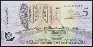 Australie, 5 dollars 1992