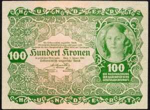 Rakúsko, 100 korún 1922