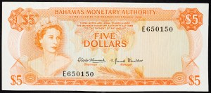 Bahamas, 5 Dollars 1965