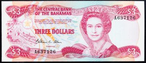 Bahamas, 3 Dollars 1974