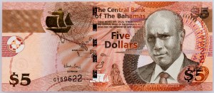 Bahamas, 5 dollars 2013