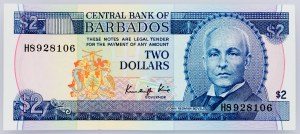 Barbade, 2 dollars 1973