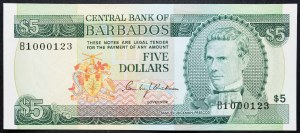 Barbados, 5 Dollars 1973