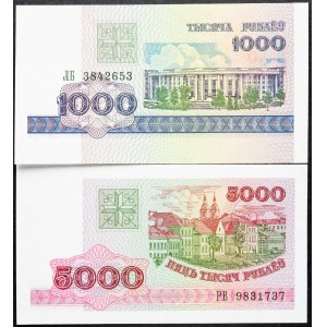 Bělorusko, 1000, 5000 rublů 1998