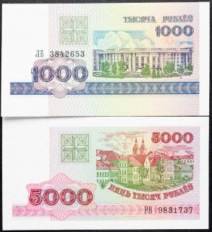Bělorusko, 1000, 5000 rublů 1998