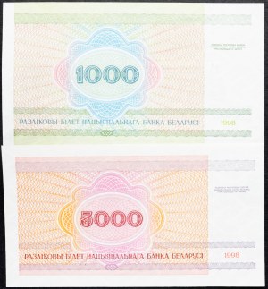 Bielorusko, 1000, 5000 rubľov 1998