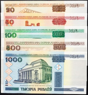 Bielorusko, 20, 50, 100, 500, 1000 rubľov 2000