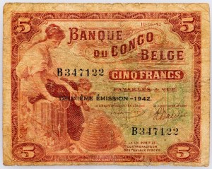 Belgické Kongo, 5 frankov 1942