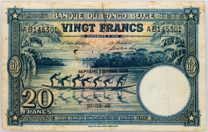 Belgian Congo, 20 Francs 1947