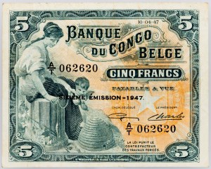 Kongo Belgijskie, 5 franków 1947 r.