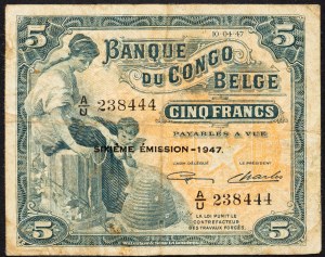 Congo belge, 5 francs 1947