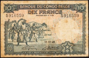 Congo Belga, 10 franchi 1948