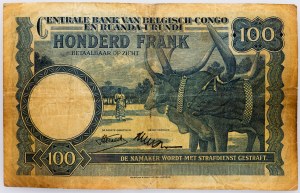 Congo Belga, 100 franchi 1954