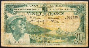 Kongo Belgijskie, 20 franków 1957 r.