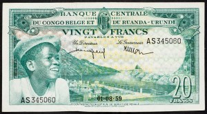 Congo belge, 20 Francs 1959