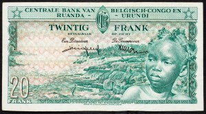 Belgické Kongo, 20 franků 1959