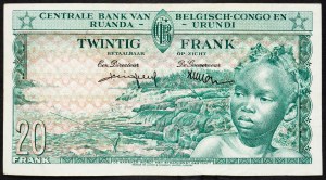 Belgian Congo, 20 Francs 1959