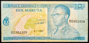 Congo Belga, 10 Makuta 1967