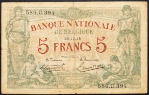 Belgium, 5 Francs 1918