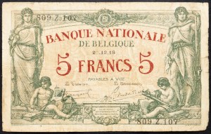 Belgique, 5 Francs 1918