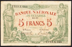 Belgium, 5 Francs 1921