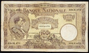 Belgien, 100 Francs 1921