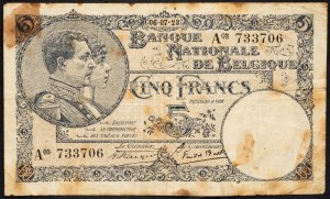 Belgique, 5 Francs 1923