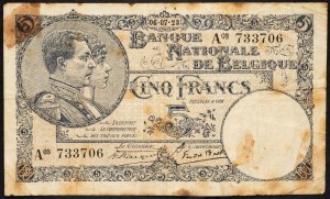 Belgio, 5 franchi 1923