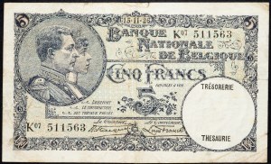 Belgie, 5 franků 1926