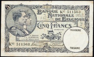 Belgio, 5 franchi 1926