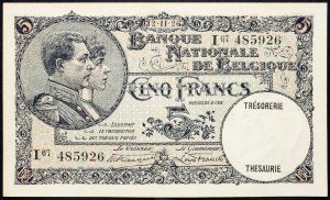 Belgium, 5 Francs 1926