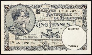 Belgie, 5 franků 1926