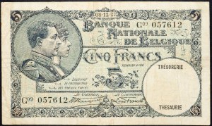 Belgicko, 5 frankov 1927
