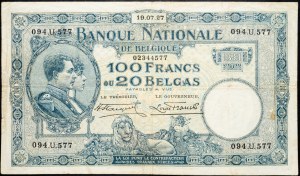 Belgia, 100 franków 1927