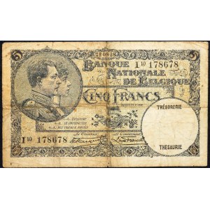 Belgium, 5 Francs 1928