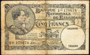 Belgie, 5 franků 1928