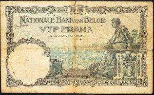 Belgie, 5 franků 1928