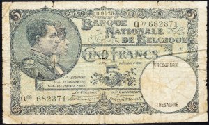 Belgie, 5 franků 1928