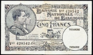 Belgium, 5 Francs 1928