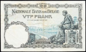 Belgie, 5 franků 1928