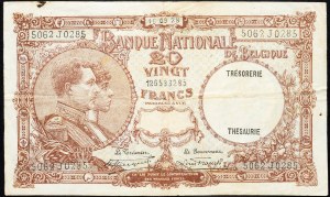 Belgium, 20 Francs 1928