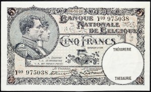 Belgicko, 5 frankov 1928