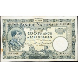 Belgium, 100 Francs 1928