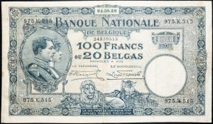 Belgicko, 100 frankov 1928
